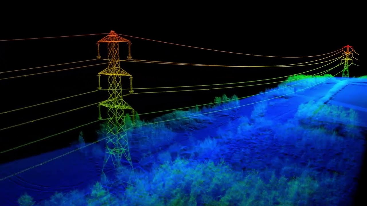 LiDAR scan of high voltage transmission lines and pylons