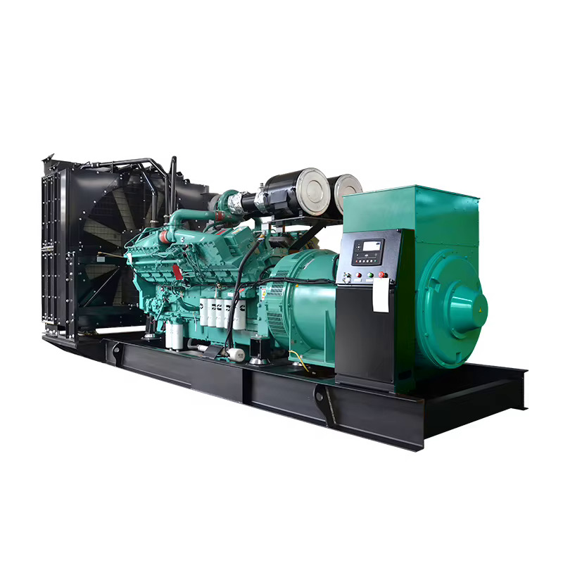 Industrial diesel generator set with alternator and control panel